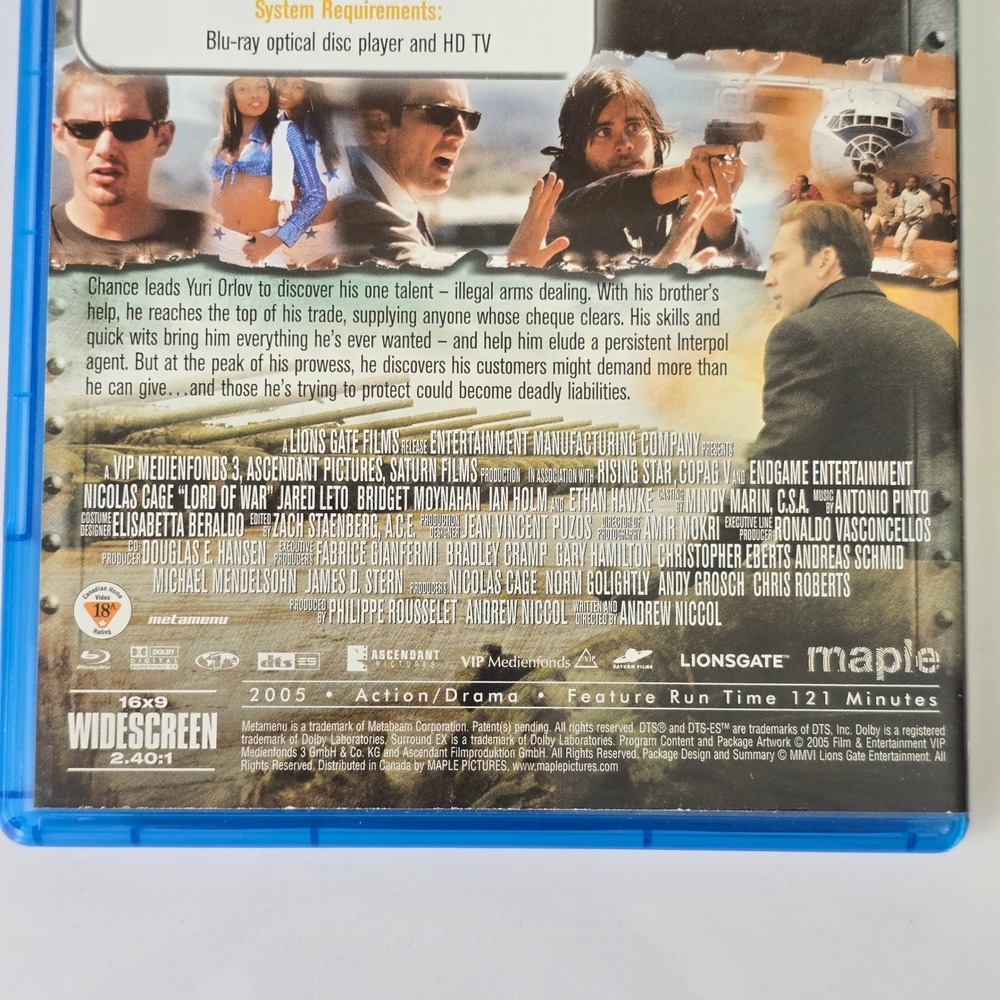 Lord of War Blu-ray Nicolas Cage Jared Leto Action Drama Movie Lionsgate - Picture 4 of 5